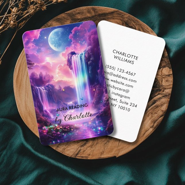 Cartão De Visita Cascata Mística (Mystical Waterfall Business Card for Tarot, Aura Reader, Light Work, Reiki and more.)