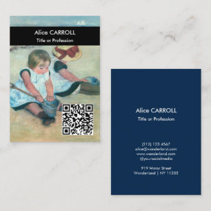 Cartão De Visita Cassatt - Crianças Brincando na Praia - Código QR