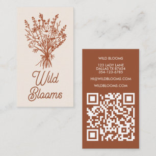 Cartão De Visita Castanho Floral Mínimo Rústico de Buquê de Flor Se