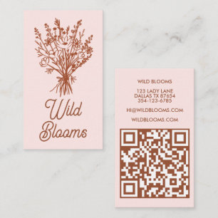 Cartão De Visita Castanho Floral Mínimo Rústico de Buquê de Flor Se