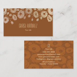 Cartão De Visita Castanho   Glitter Rosa de Faux Chic e Moderno