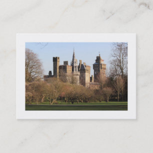 Cartão De Visita Castelo de Cardiff em Early Primavera (delimitado)