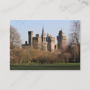 Cartão De Visita Castelo de Cardiff na Luz do Primavera Precoce