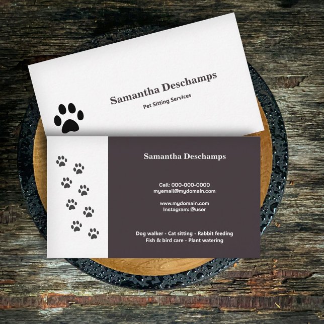 Cartão De Visita Cat Paw & Pet Services (Cat Paw & Pet Services Business Card)