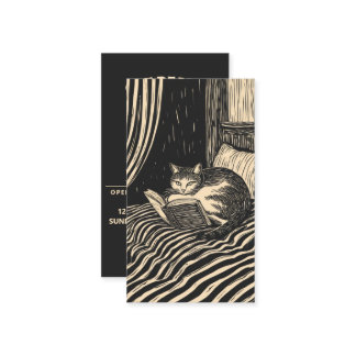 Cartão De Visita cat reading in bed