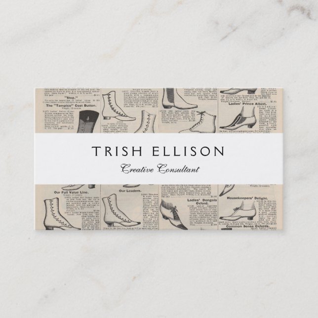 Cartão De Visita Catálogo de Calçados para senhoras da Vintage - Mo (Frente)