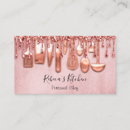Cartão De Visita Catarina Personal Chef Kitchen Faces Rosa Blush