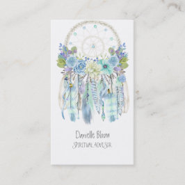 Cartão De Visita Catcher de Sonhos Tribal Boho Flechas Flores Penas