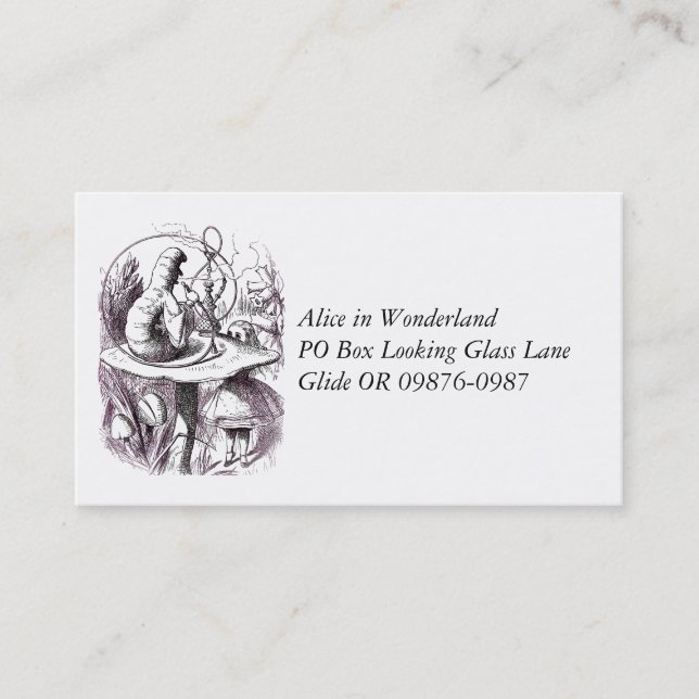 Cartão De Visita Caterillar Smoking Hookah e Alice (Frente)