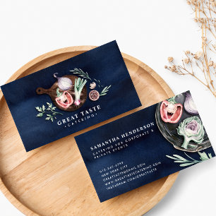 Cartão De Visita Catering Aquarela Azul