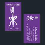Cartão De Visita Catering Chef Event Planning Food Prep CUSTOM<br><div class="desc">Illustrated with a sweet fork and bow. Perfect business card for catering services and other event planning and food businesses. Hand drawn by me. Change the text, font and colors of this customizable business card by clicking "personalize" above. Available in several colors and styles. Check my shop for more business...</div>