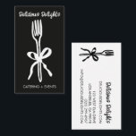 Cartão De Visita Catering Chef Event Planning Food Prep CUSTOM<br><div class="desc">Illustrated with a sweet fork and bow. Perfect business card for catering services and other event planning and food businesses. Hand drawn by me. Change the text, font and colors of this customizable business card by clicking "personalize" above. Available in several colors and styles. Check my shop for more business...</div>