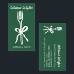 Cartão De Visita Catering Chef Event Planning Food Prep CUSTOM<br><div class="desc">Illustrated with a sweet fork and bow. Perfect business card for catering services and other event planning and food businesses. Hand drawn by me. Change the text, font and colors of this customizable business card by clicking "personalize" above. Available in several colors and styles. Check my shop for more business...</div>