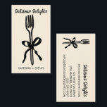 Cartão De Visita Catering Chef Event Planning Food Prep CUSTOM<br><div class="desc">Illustrated with a sweet fork and bow. Perfect business card for catering services and other event planning and food businesses. Hand drawn by me. Change the text, font and colors of this customizable business card by clicking "personalize" above. Available in several colors and styles. Check my shop for more business...</div>