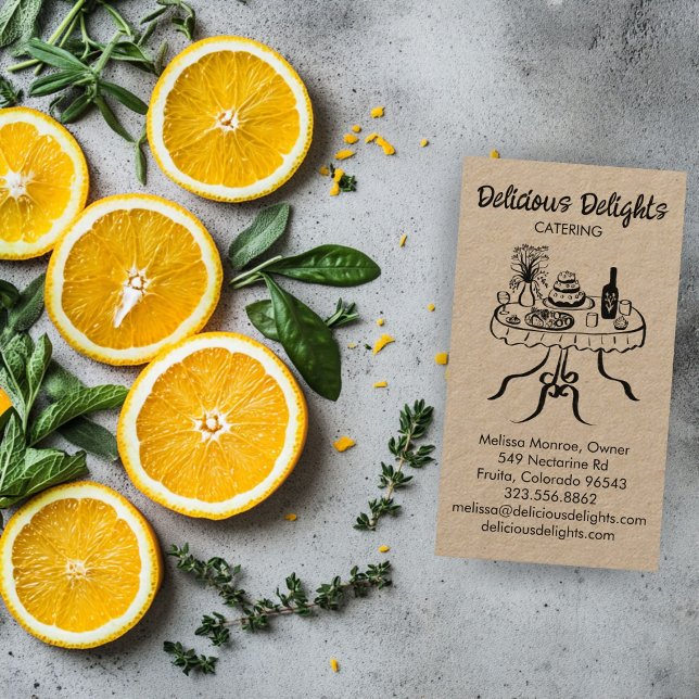 Cartão De Visita Catering Chef Planejamento Comida PERSONALIZADO Kr (Catering Chef Event Planning Food CUSTOM Kraft Business Card
)