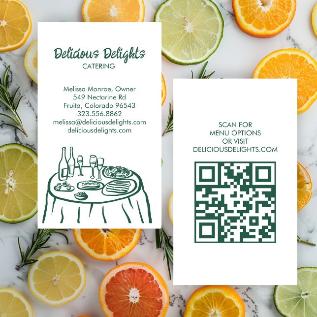 Cartão De Visita Catering Chef Planejamento de Comida Prep PERSONAL (Catering Chef Event Planning Food Prep CUSTOM QR Business Card
)