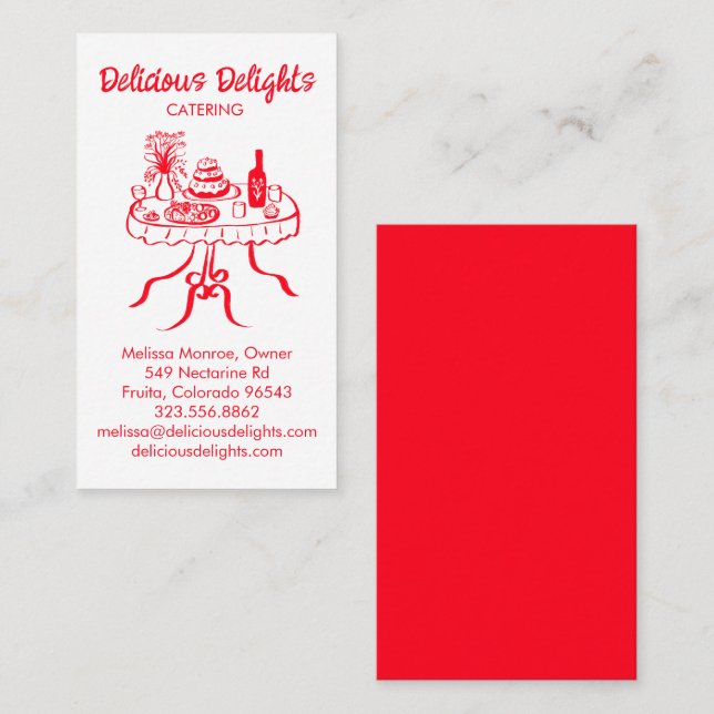 Cartão De Visita Catering Chef Planejamento de Comida Prep PERSONAL (Frente/Verso)