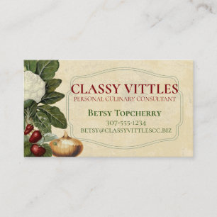 Cartão De Visita Catering de cozinheiros culinários vegetais com f