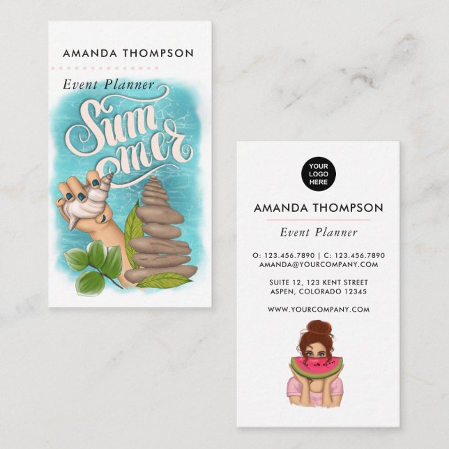 Cartão De Visita Catering do Planejador de Eventos de Verão (Frente/Verso)