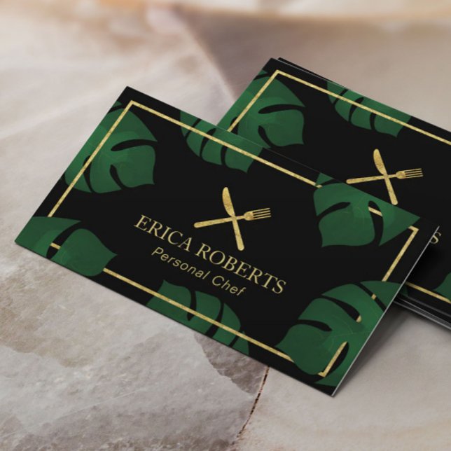 Cartão De Visita Catering e eventos tropicais do Chef (Criador carregado)