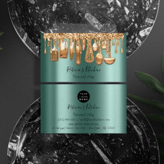 Cartão De Visita Catering Personal Chef Restaurant DriRosa Green