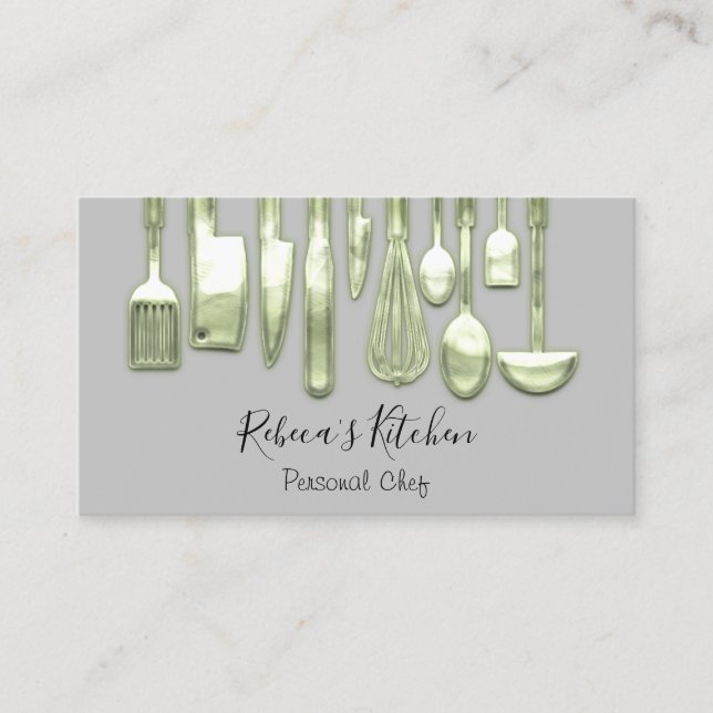 Cartão De Visita Catering Personal Chef Restaurante Cinzas Verdes (Frente)
