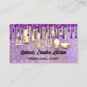 Cartão De Visita Catering Personal Chef Restaurante Código QR Roxo