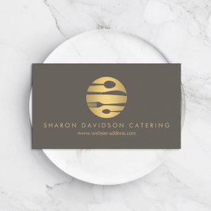 Cartão De Visita Catering, Restaurante, Chef, Dourado de luxo e tau