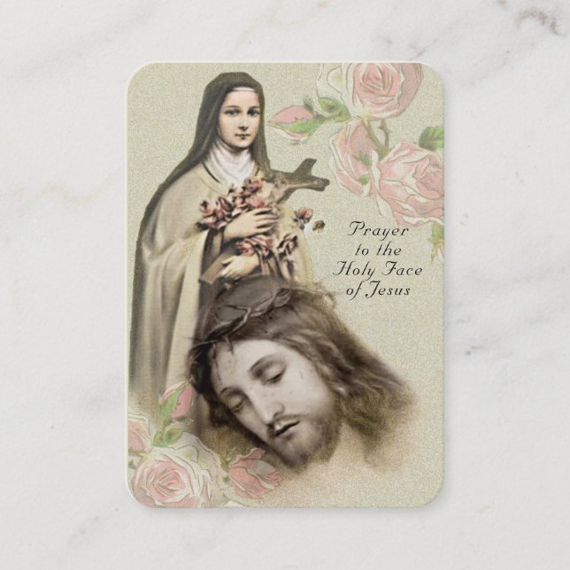 Cartão De Visita Catholic Prayer Holy Face St. Therese Religious (Frente)