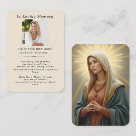Cartão De Visita Catholic Virgin Mary Memorial Ivory Prayer Card