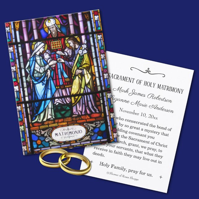 Cartão De Visita Catholic Wedding Stained Glass Holy Card (Criador carregado)
