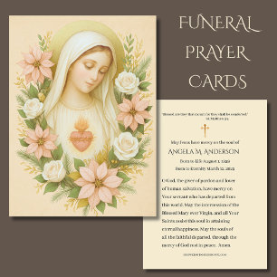 Cartão De Visita Católico Funeral Bênçãos de Maria Poinsettias