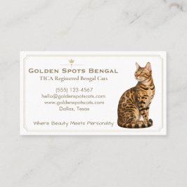 Cartão De Visita Cattery de Gato Bengal Elegante Personalizável