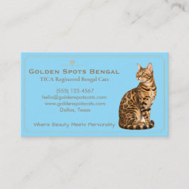 Cartão De Visita Cattery de Gato Bengal Elegante Personalizável