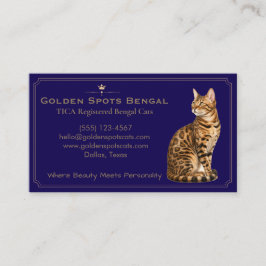Cartão De Visita Cattery de Gato Bengal Elegante Personalizável