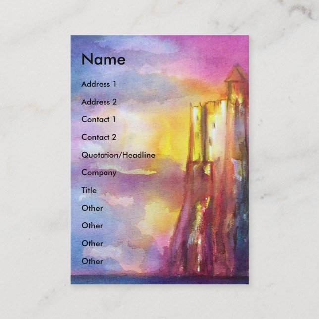 Cartão De Visita Cavaleiros medievais PENDRAGON,Lago Sunset,Fantasi (Frente)