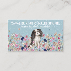 Cartão De Visita Cavalier King Charles Spaniel Dog Flower Pattern