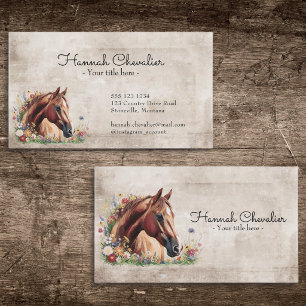 Cartão De Visita cavalo com flor silvestre, equestre
