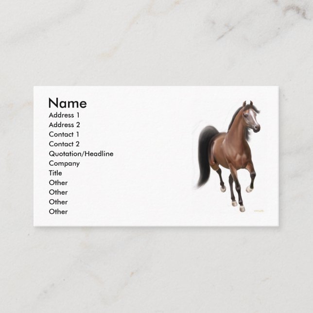 Cartão De Visita Cavalo de baía trotar (Frente)