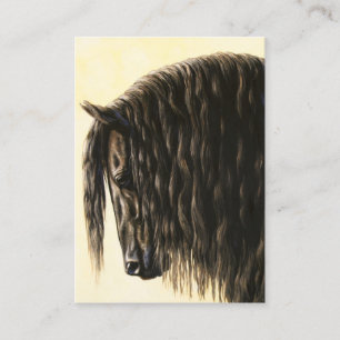 Cartão De Visita Cavalo de Rascunho Friésio Preto