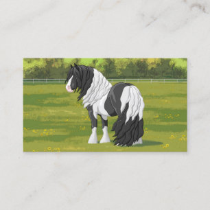 Cartão De Visita Cavalo Preto Pinto Piebald Vanner