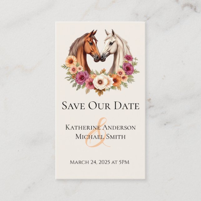 Cartão De Visita Cavalos de Casamento no Amor (Frente)