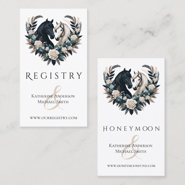 Cartão De Visita Cavalos de Casamento no Amor (Frente/Verso)