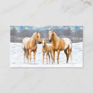 Cartão De Visita Cavalos De Palomino Appaloosa Na Neve