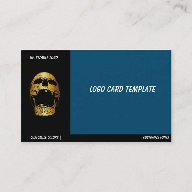 Cartão De Visita Caveira de tela - Logotipo Dourado do crânio (Frente)