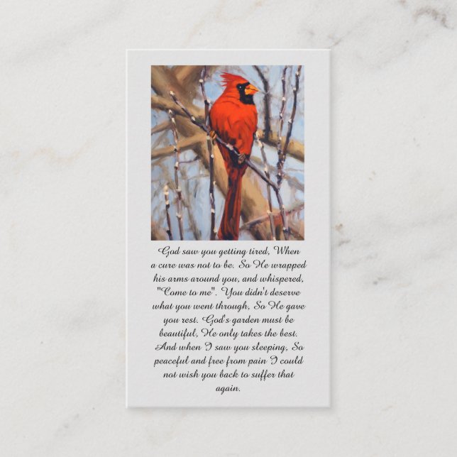 Cartão De Visita Celebration of Life Oil Cardinal Sympathy Card (Frente)