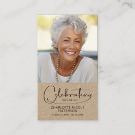 Cartão De Visita Celebration of Life Photo Bookmark Prayer Card