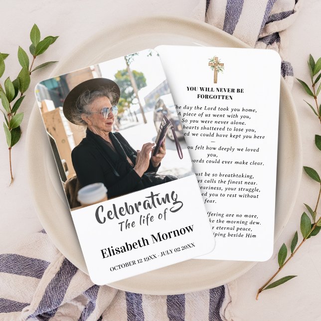 Cartão De Visita Celebration of Life Photo Memorial Prayer Card (Celebration of Life Photo Memorial Prayer Card)