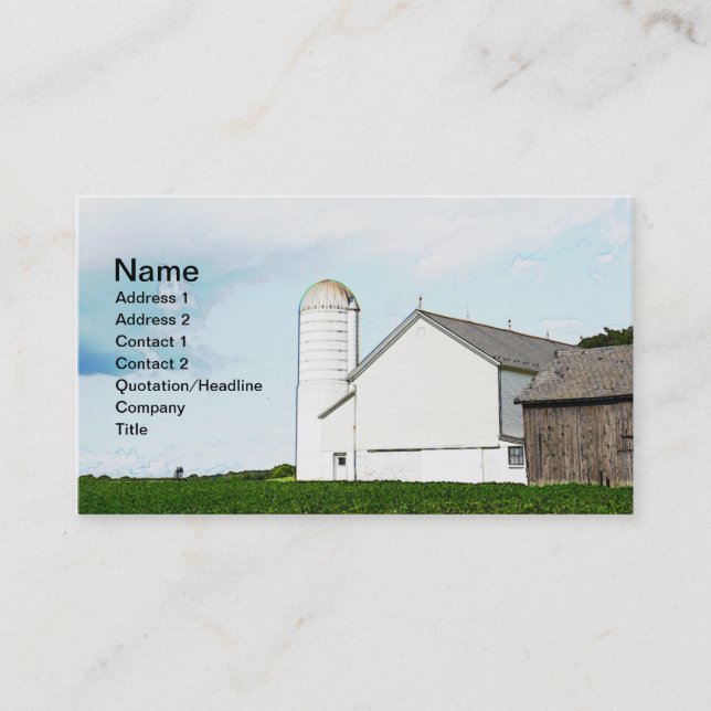 Cartão De Visita celeiro de madeira branca e silo (Frente)