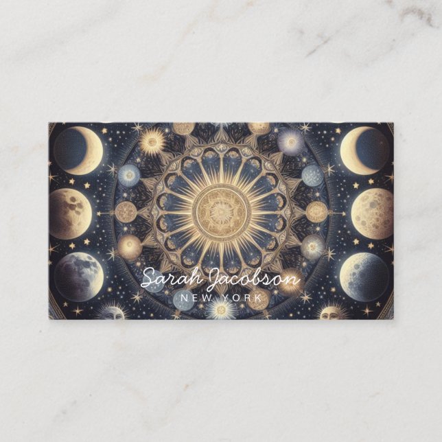 Cartão de Visita Celestial Boho – Céu Noturno Cósm (Frente)